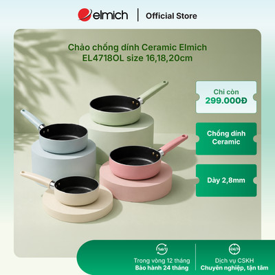 Chảo chống dính Ceramic Elmich EL-4718OL size 16,18,20,22cm