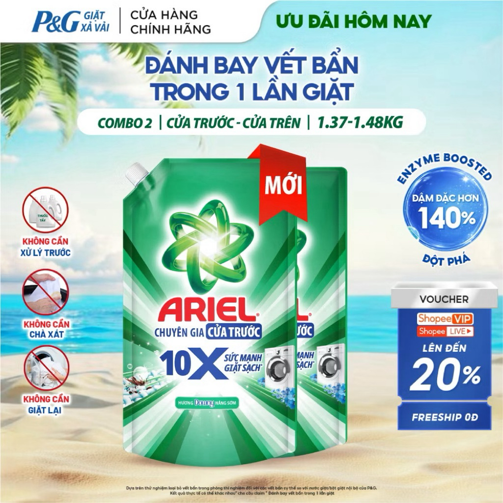 Nước Giặt Cửa Trên ARIEL 10X Giặt Nhanh