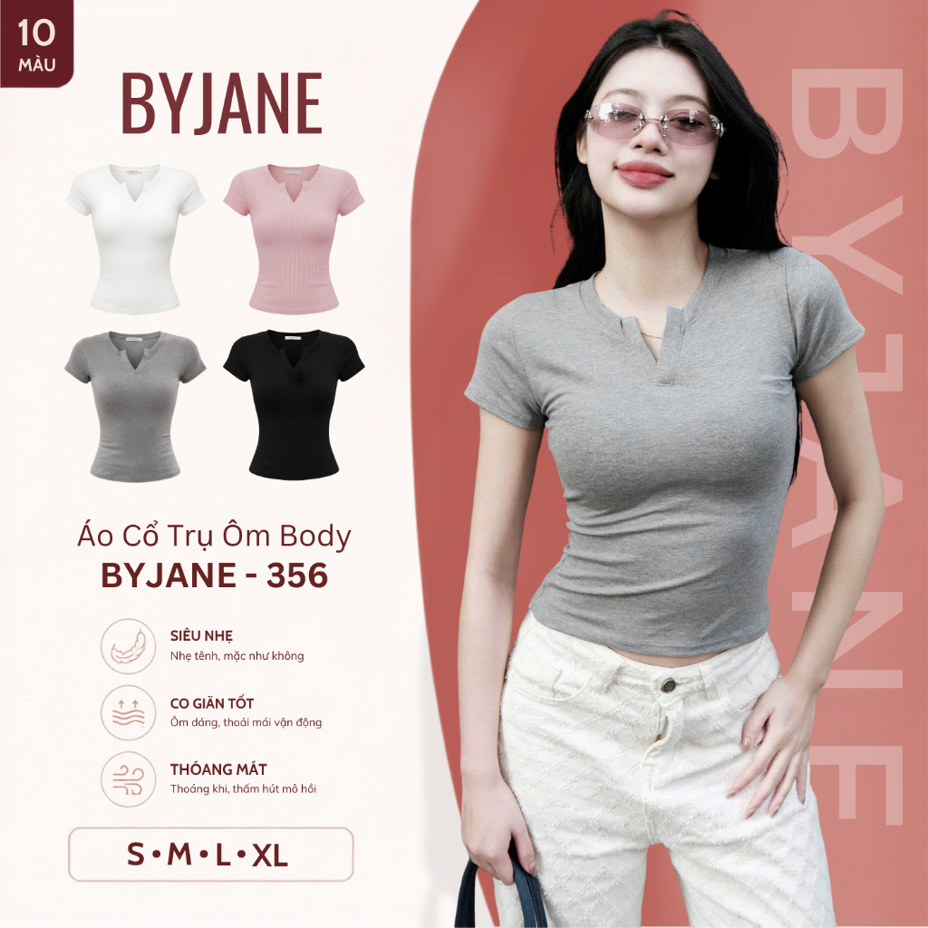 [MÀU MỚI] Áo Thun Cổ Trụ Tàu Ôm Eo Co Dãn 4 Chiều BYJANE - 356