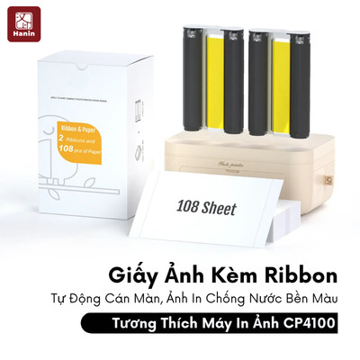 Giấy Ảnh Kèm Ribbon Cho Máy CP4100 In Khổ 4x6 inch (100x148mm) Giấy In Ảnh Nhiệt Thăng Hoa | Hanin