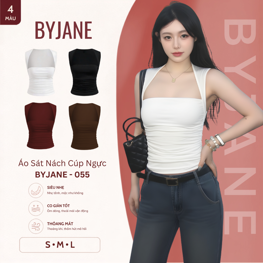 (MỞ BÁN) Áo Sát Nách Cúp Ngực Viền Vai Nhỏ Chất Thun Cotton Co Giãn 4 Chiều BYJANE-055