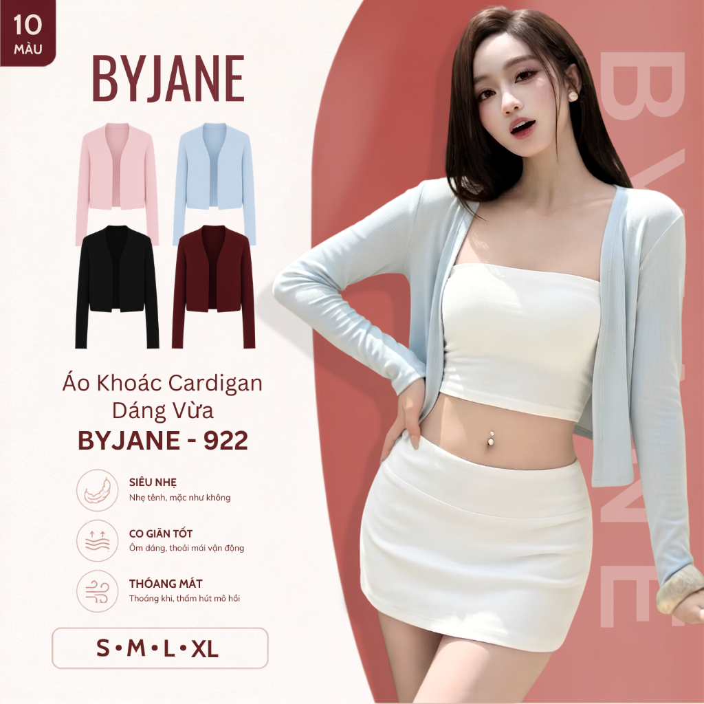 [MÀU MỚI] Áo khoác Cardigan dáng vừa midway thanh lịch co dãn 4 chiều BYJANE - 922