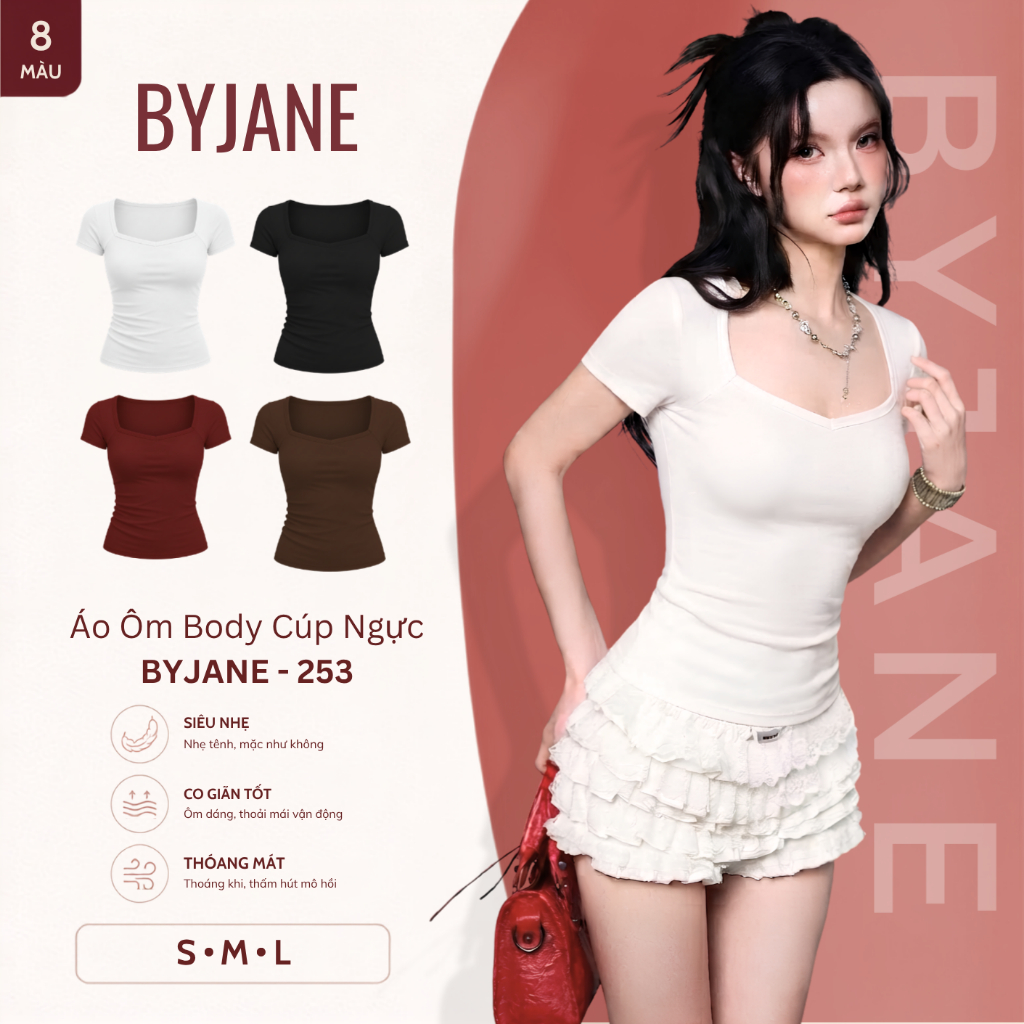 [MÀU MỚI] Áo Body Cúp Ngực Chất Bozip Co Dãn 4 Chiều BYJANE-253
