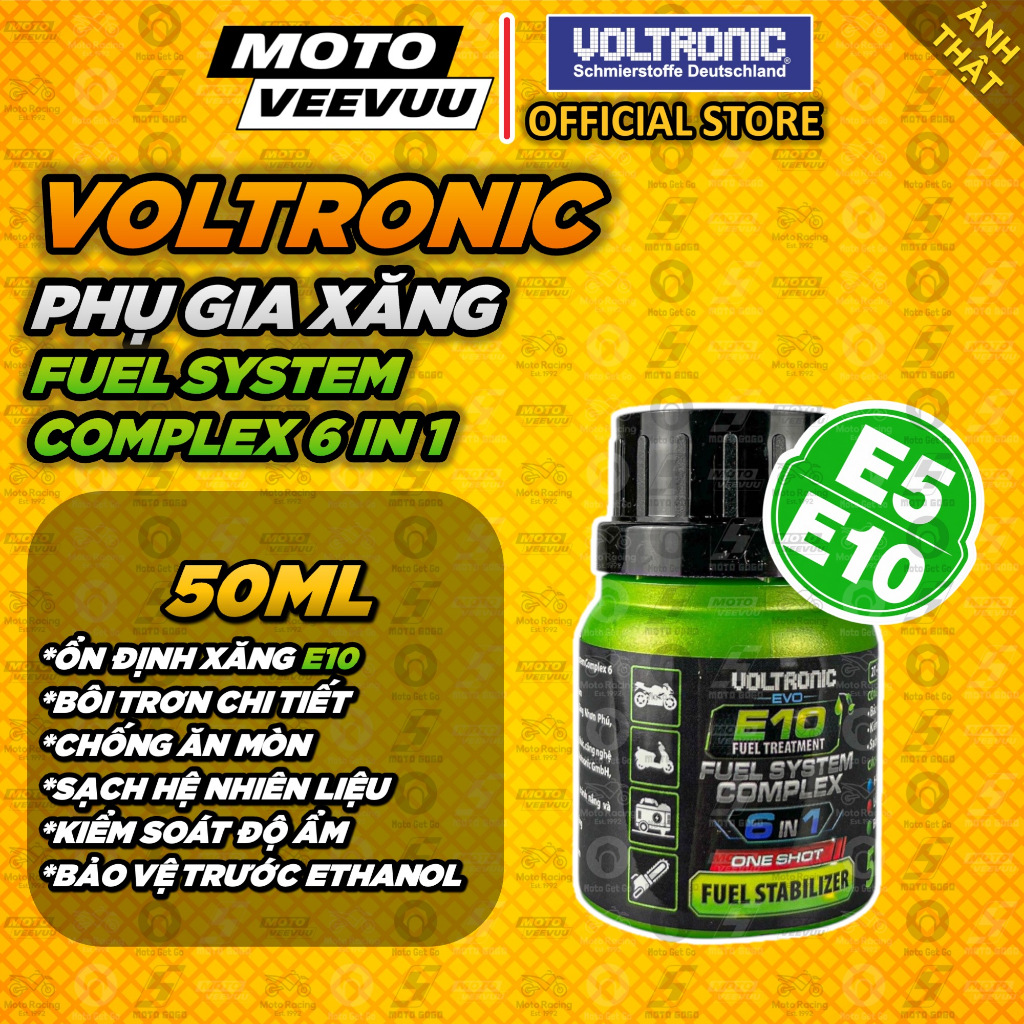 [MTVV] Phụ gia xăng Voltronic EVO ổn định Ethanol sinh học E10 Fuel System Complex 6 in 1 50ml <END>