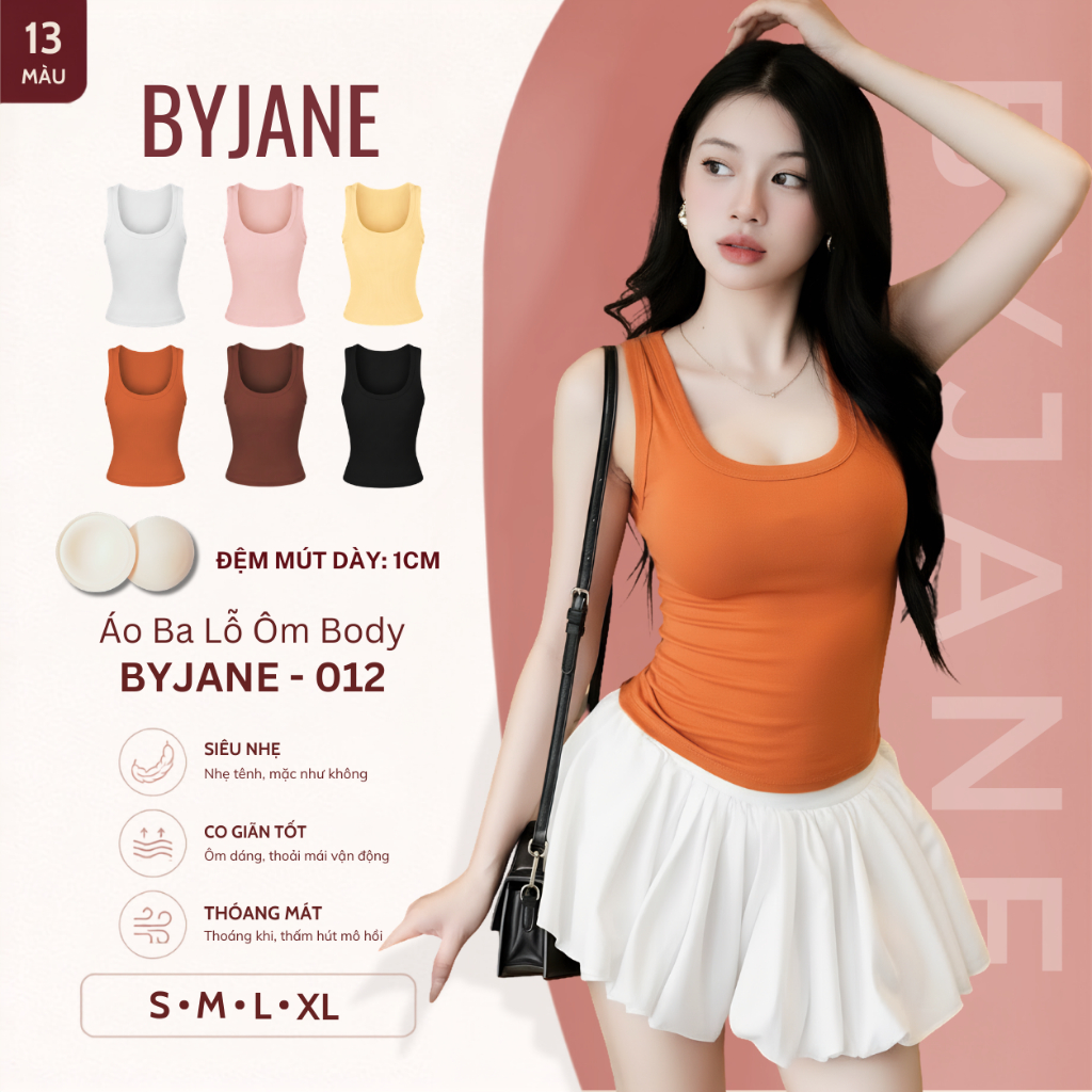 [KO MÚT / KÈM MÚT] Áo ba lỗ nữ cotton mát BYJANE, Áo 2 dây bản to, Áo tanktop co dãn 4 chiều phù hợp đi tập - 012
