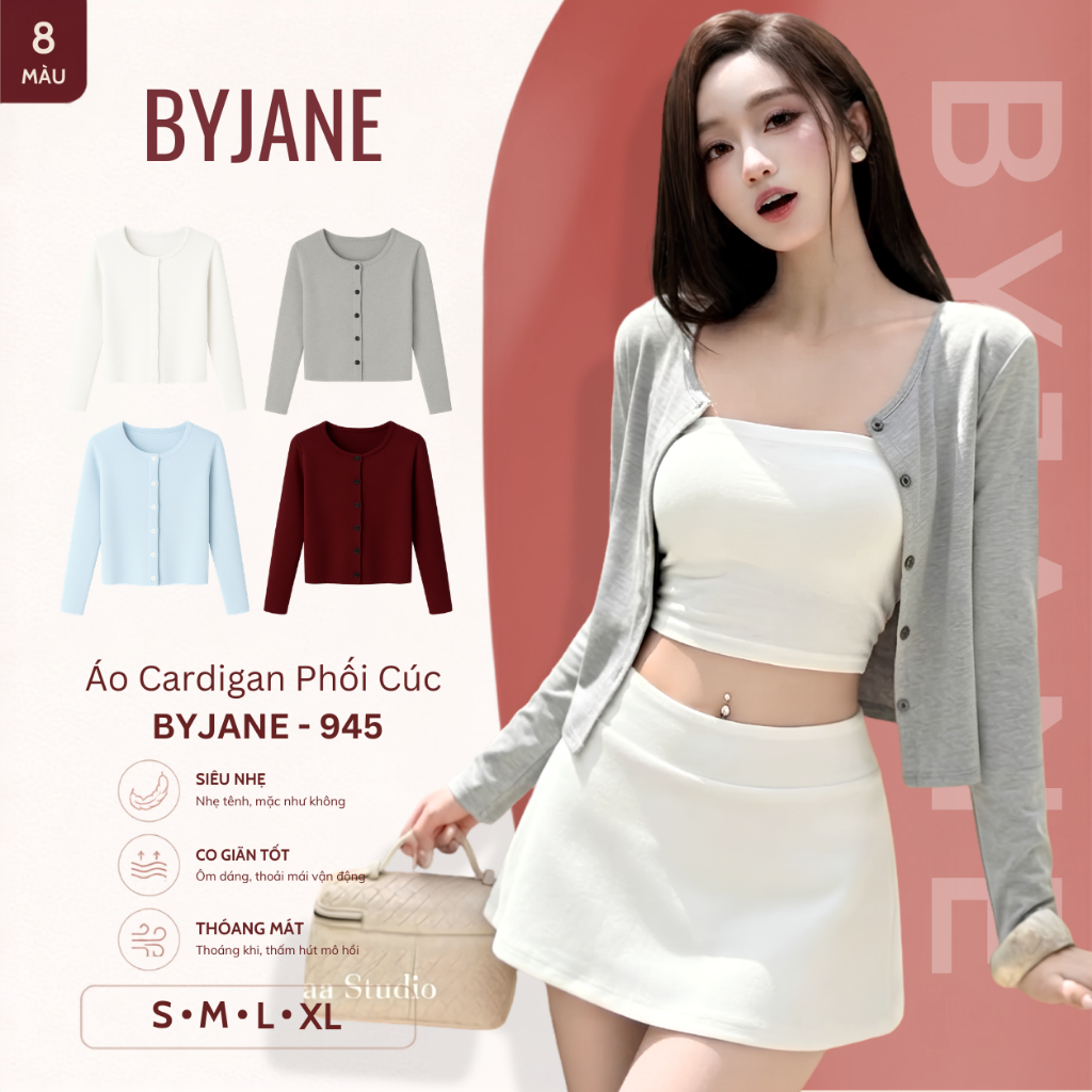 [MÀU MỚI] Áo Khoác Cardigan Nữ Dáng Dài Có Cúc Basic Thanh Lịch BYJANE – 945