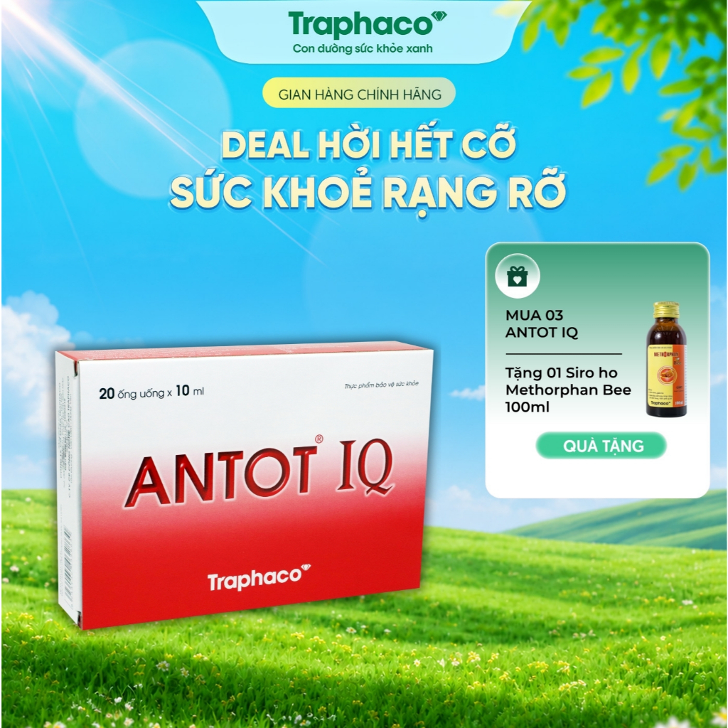 TPBVSK ANTOT IQ Traphaco- Hỗ Trợ: Phát Triển Não Bộ Tăng Khả Năng Tập Trung, Tăng Hấp Thu Hộp 20 Ống Uống x 10m
