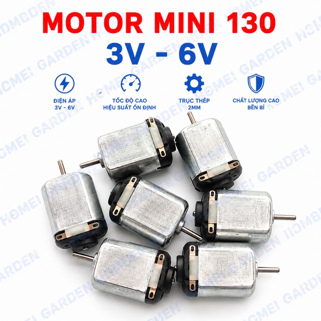 5 CÁI - Motor Mini 130 Nắp Đen DC 3V–6V Trục 2mm Động Cơ Điện Mini DIY STEM - HM0030-5