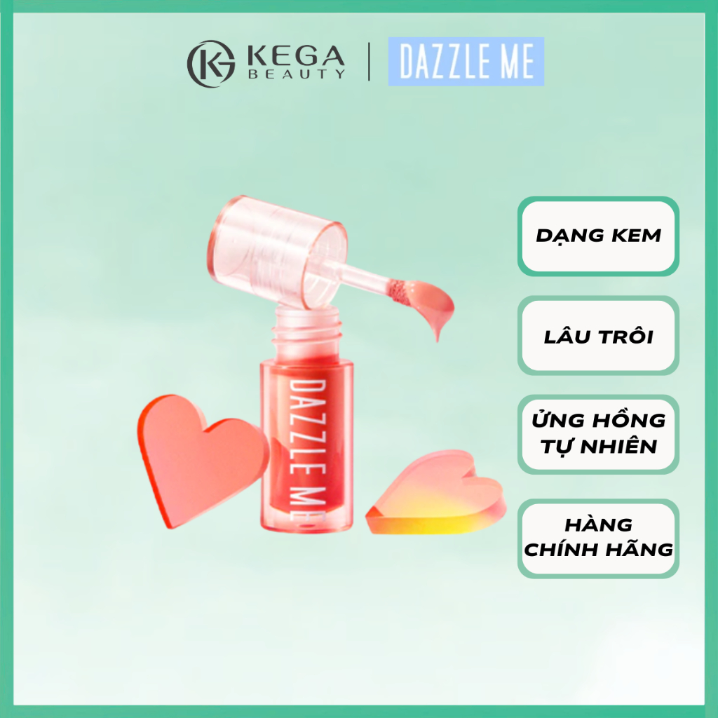 Kem Má Hồng DAZZLE ME Ửng Hồng Tự Nhiên, Má Hồng Heart-Melt Creamy Liquid Blush 2.5g Chống Thấm Nước