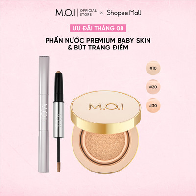 Bộ đôi phấn nước Premium Baby Skin và bút trang điểm 2 đầu by MOI