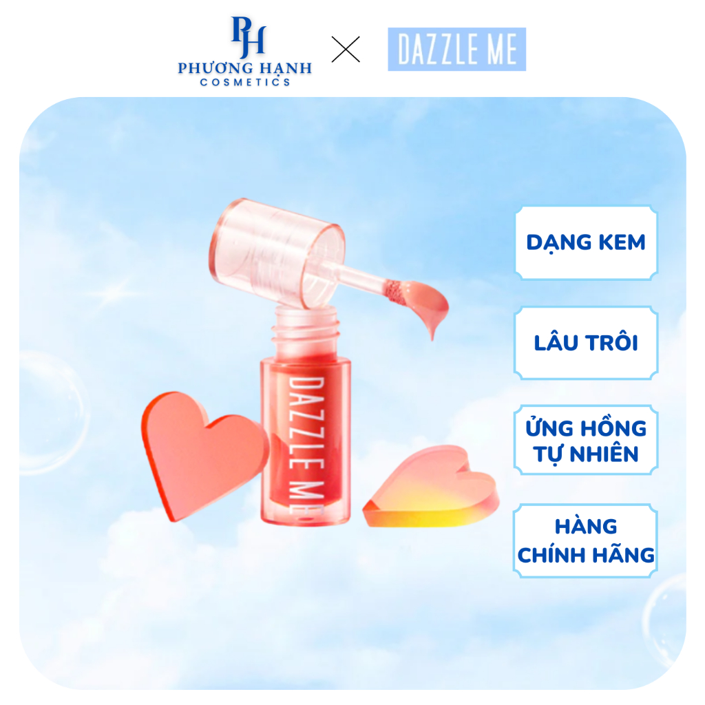 Kem Má Hồng DAZZLE ME Chống Thấm Nước, Ửng Hồng Tự Nhiên Heart-Melt Creamy Liquid Blush 2.5g