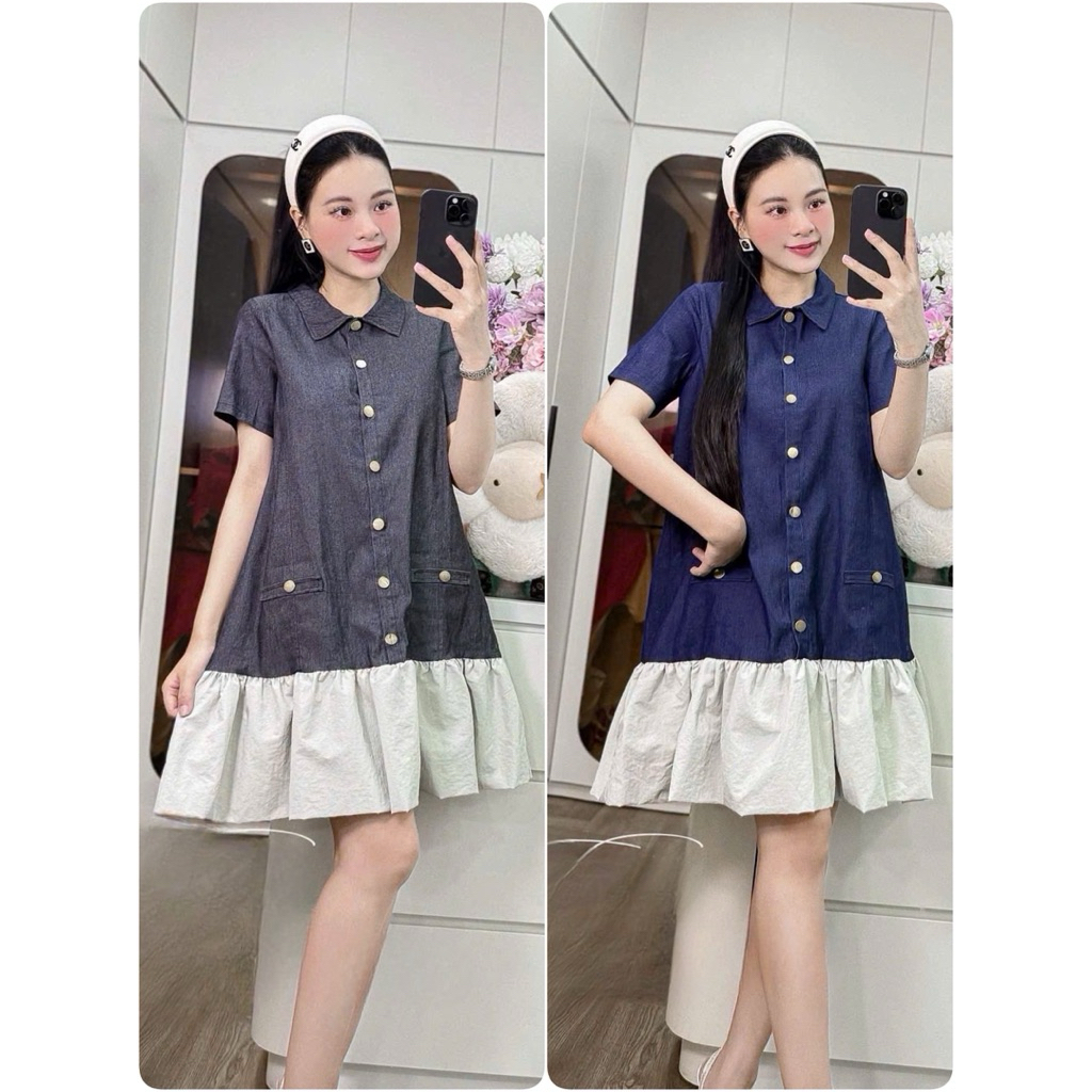 (NH CLOTHING)Váy suông Quynhanhhouse váy bò phối M11920 sm