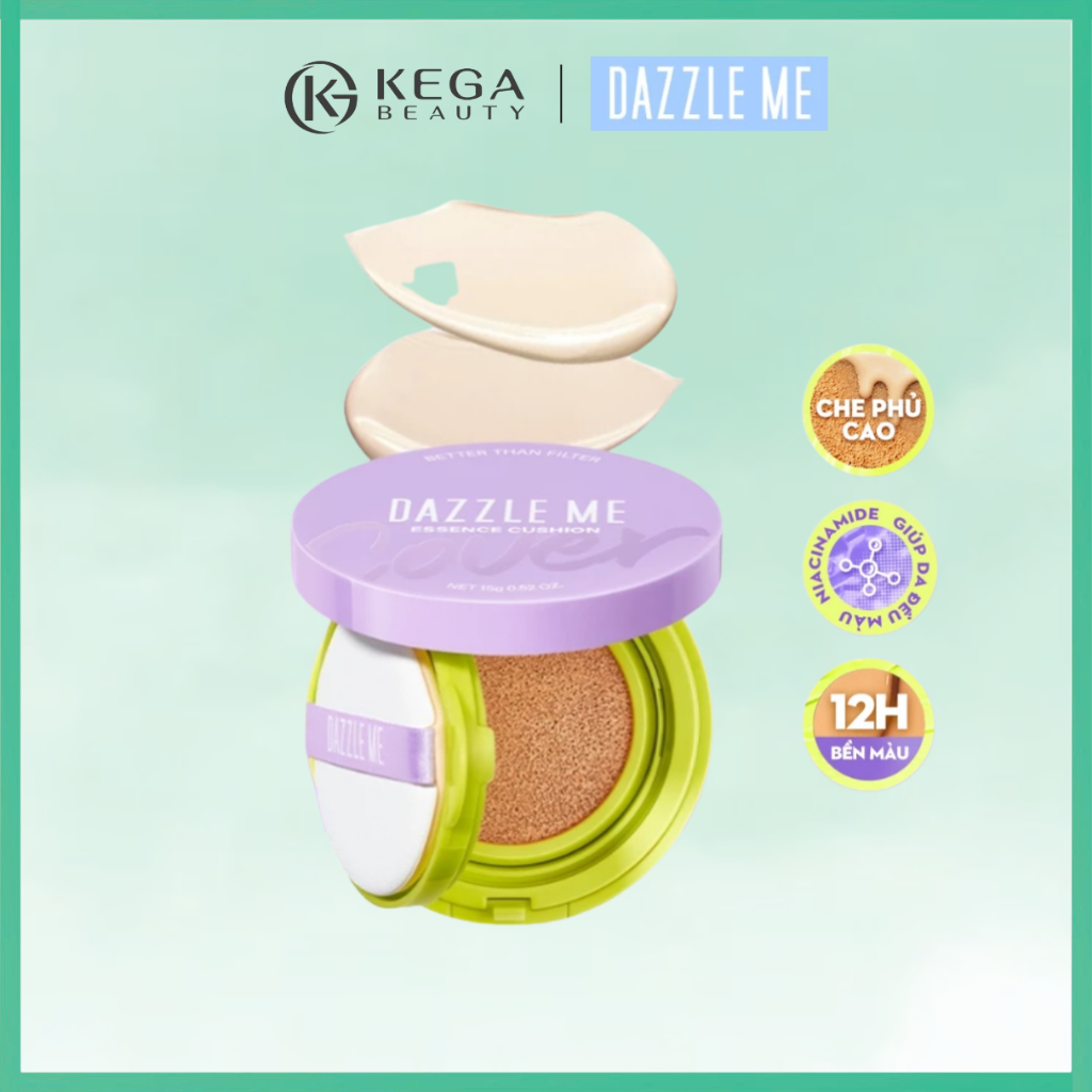 Cushion DAZZLE ME Cấp Ẩm Kiềm Dầu Lâu Trôi, Cushion Che Phủ Mịn Lì Tự Nhiên 15G