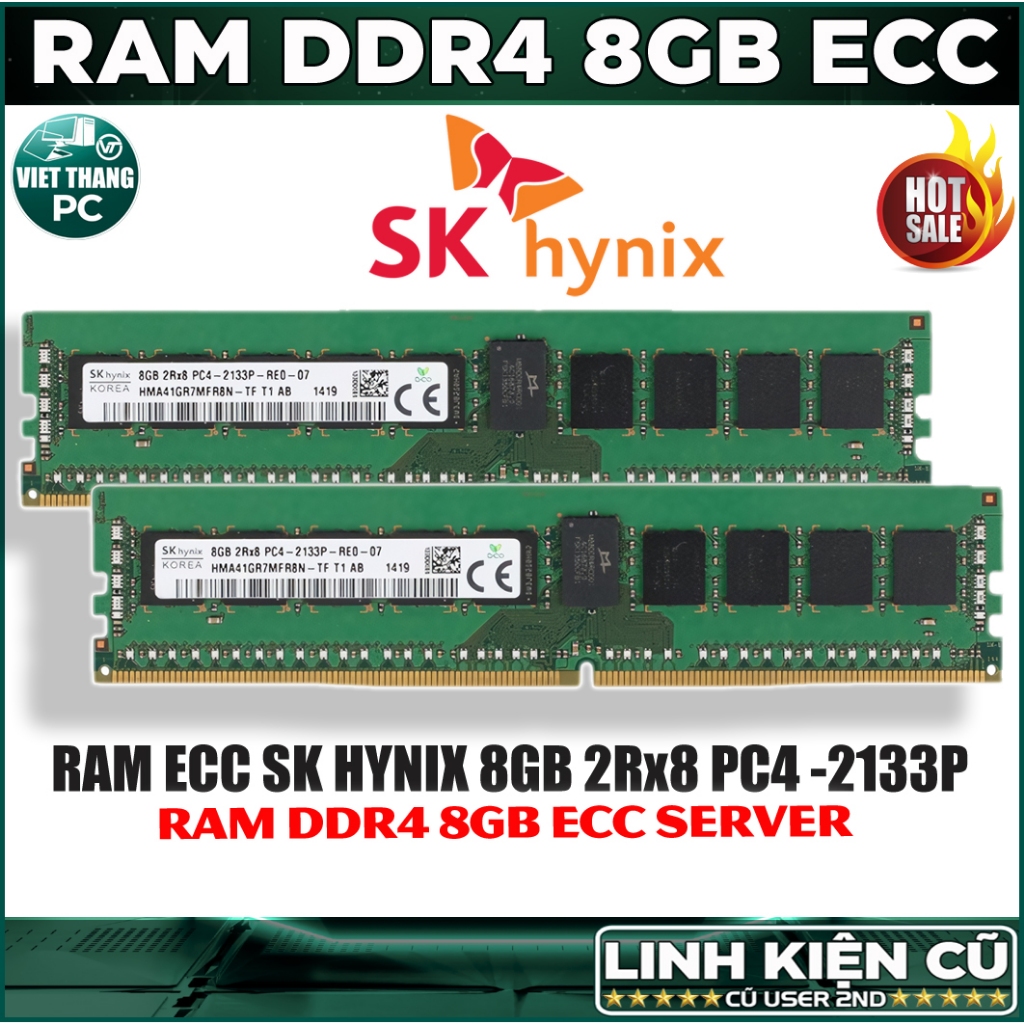Ram Server ECC Registered - Ram ECC SK hynix DDR4 8GB 2Rx8 Bus 2133Mhz cho X99 DDR4 ( Cũ - 2nd )
