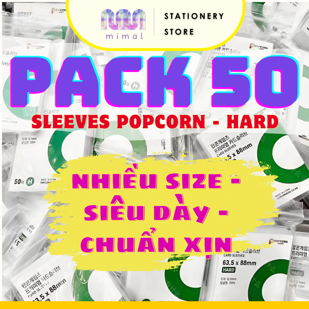 Pack 50 Sleeves Popcorn Hard bọc card siêu dày bảo vệ card idol Kpop album lomo card KPOP MIMAL