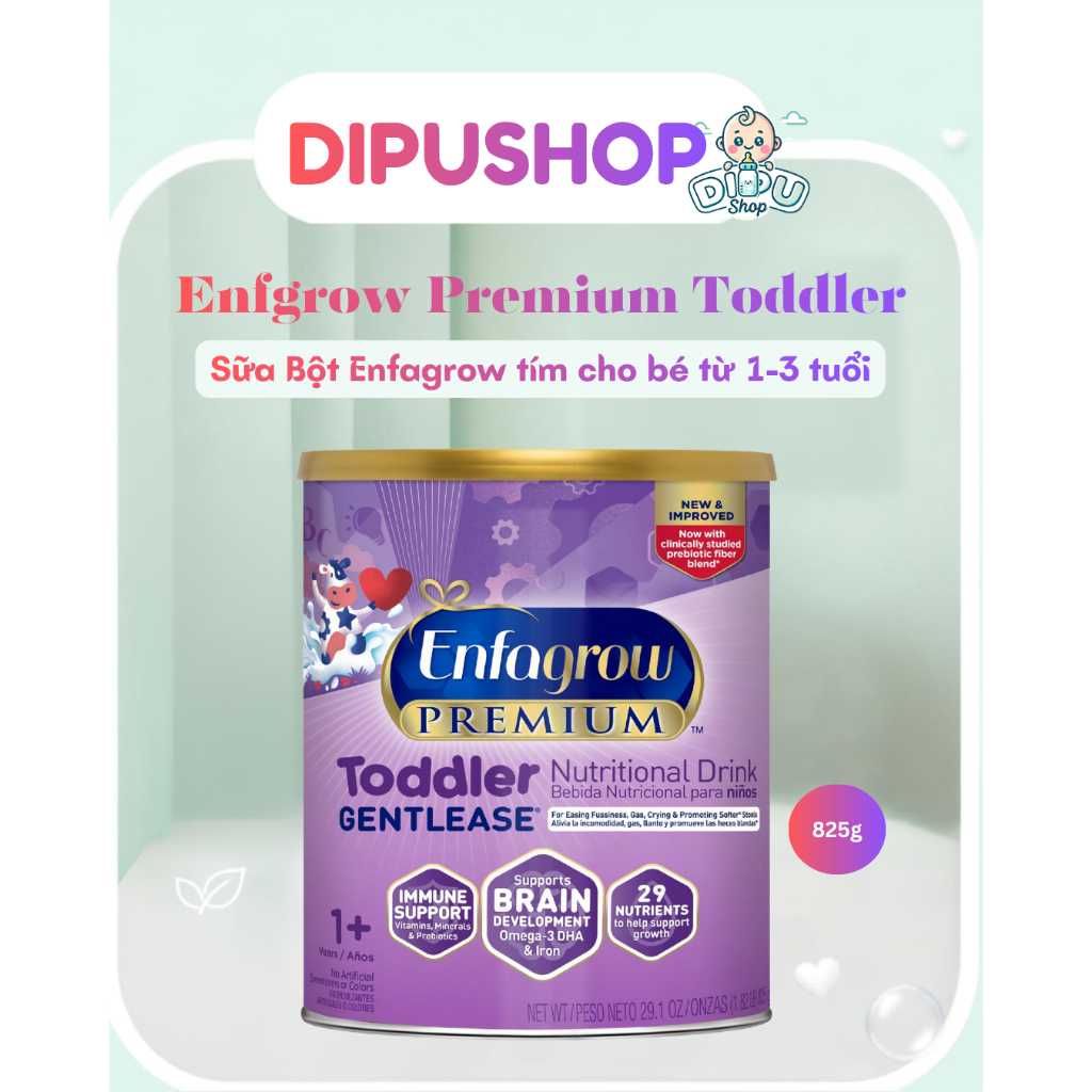 825g Sữa Enfagrow Premium Gentlease Tím 825g cho bé 1-3 tuổi đầy hơi khó tiêu
