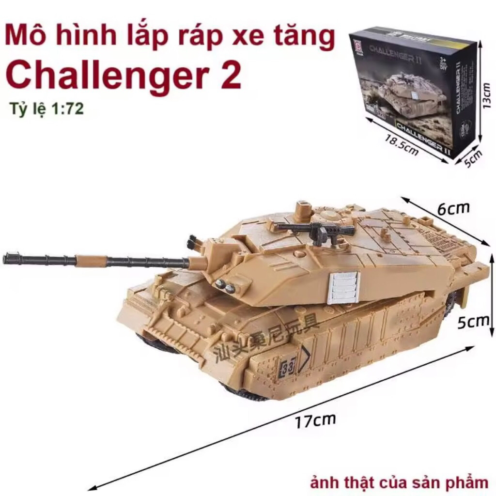 Mô hình quân sự lắp ráp xe tăng Challenger 2 tỷ lệ 1:72 Xuja