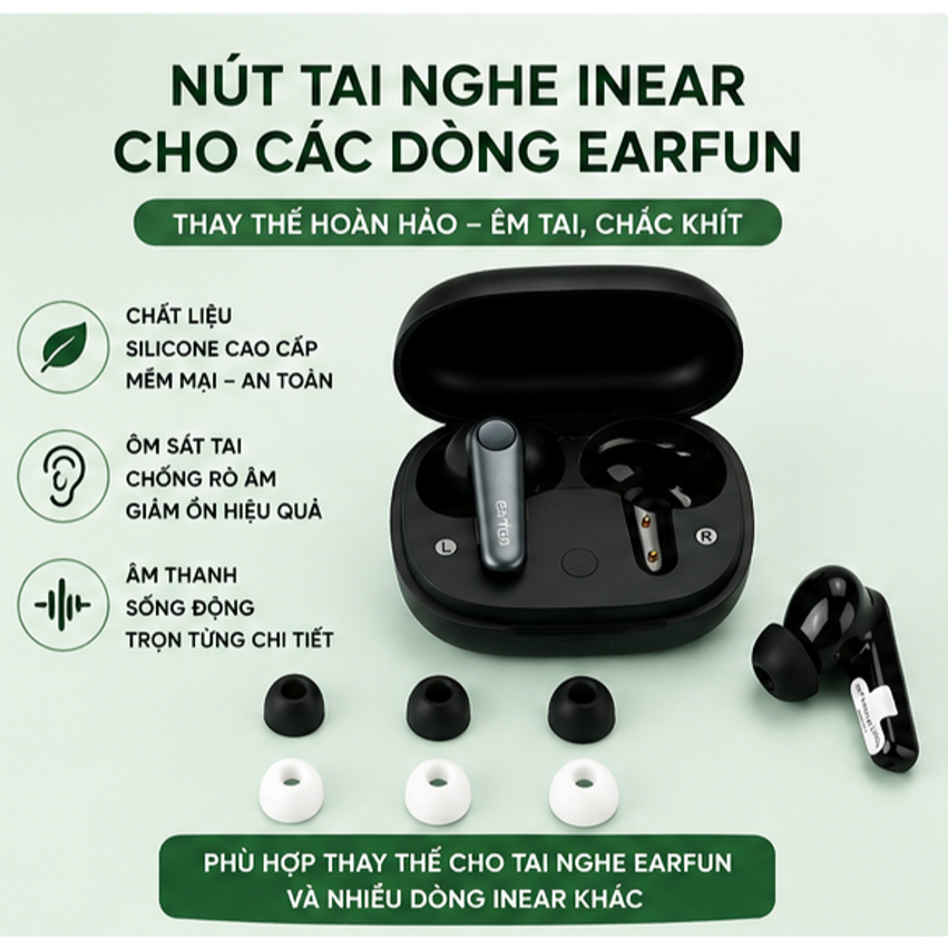 [Hỏa Tốc] Bộ Nút tai nghe Fulbox Cho Earfun Inear , Bộ Núm tai nghe Inear Soundcore , Chống ồn Tốt ,