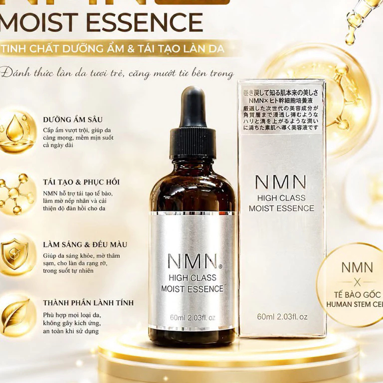 Serum NMN High Class Moist Essence 60ml Nhật Bản | Serum NMN Niacinamide Hyaluronic Acid Dưỡng Ẩm