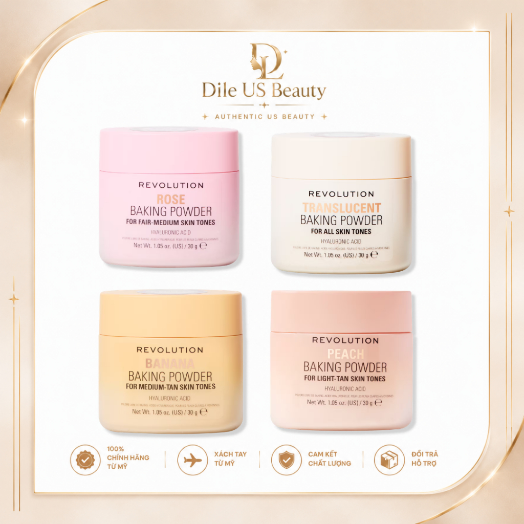 Phấn Phủ Bột Revolution Beauty Loose Baking Powder – Kiềm Dầu, Cố Định Lớp Nền, Hiệu Ứng Mịn Lì Tự N