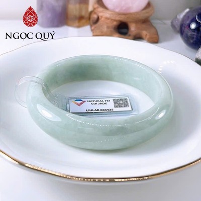Vòng cẩm thạch A - Ngọc phỉ thúy type A bản hẹ màu xanh táo ni 58mm VL116 (kèm kđ type A)- Ngoc Quý