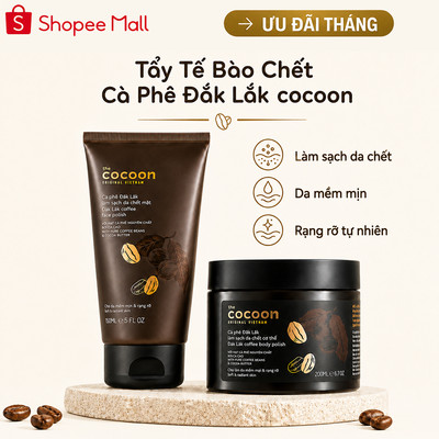 Tẩy da chết Cocoon | Tẩy da chết cho mặt và cơ thể cà phê Đắk Lắk Cocoon cho làn da mềm mại và rạng rỡ 200ml
