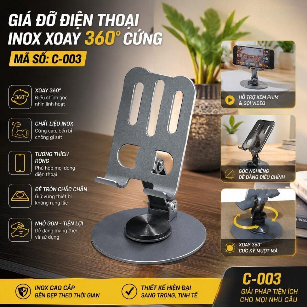 Giá Đỡ Điện Thoại Inox Gấp Gọn Chống Trượt Để Bàn Học, Livestream, Xem Phim - DN HOME