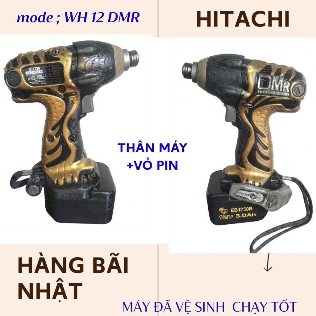 Khoan vít HITACHI mode; WH12DMR thân máy + vỏ pin,đã thay than mới
