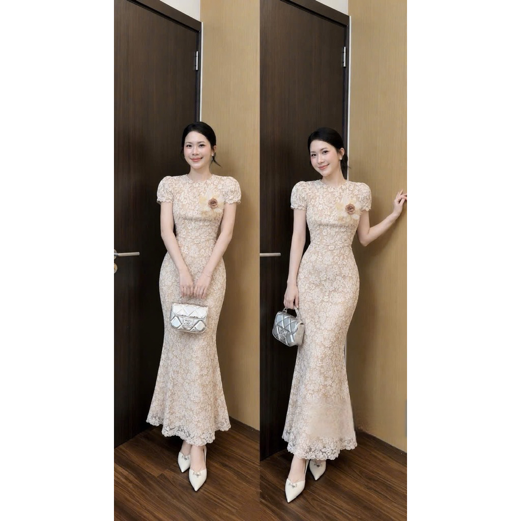 NAN Store - (Tặng tag hoa) Váy ren thiết kế ôm body đuôi cá dáng dài