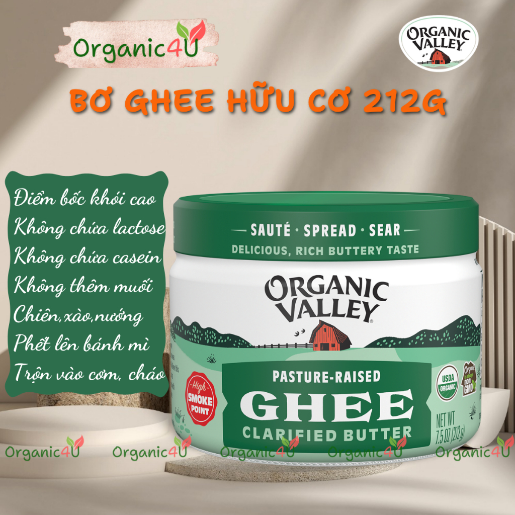 Bơ Ghee Hữu Cơ ORGANIC VALLEY Ghee Butter 212g