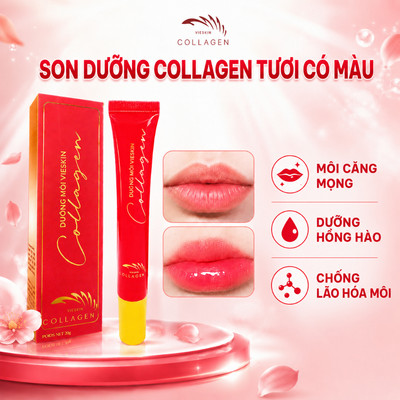 Son Dưỡng Môi Vieskin Collagen Có Màu, Dưỡng Môi Căng Mọng Tức Thì, Hồng Môi, Chống Lão Hóa Môi, Màu Hồng Baby, Tuýp 20g
