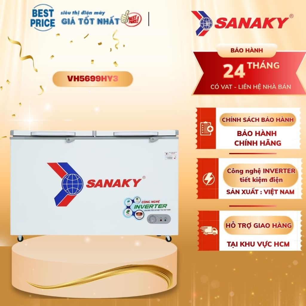 Tủ đông Sanaky Inverter 410 lít VH-5699HY3