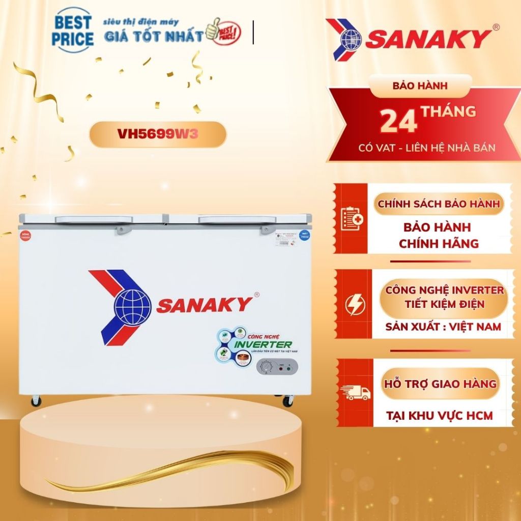 Tủ đông Sanaky Inverter 365 Lít VH-5699W3