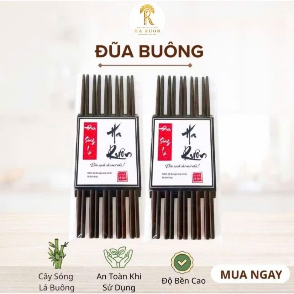 Đũa Cây Buông Cao Cấp (Sóng Lá Buông) - Cầm Chắc Tay, Đầm Tay, Trọn Vẹn Bữa Ngon