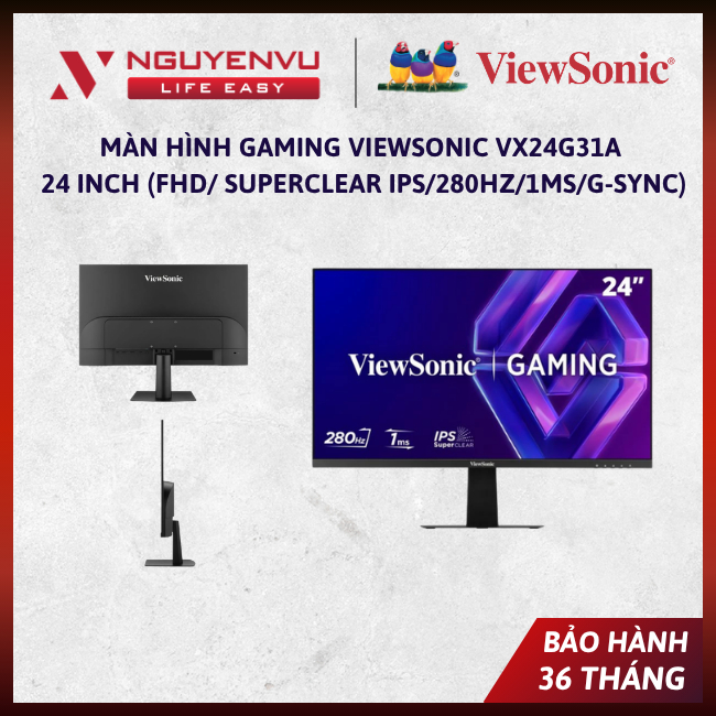 [Chính Hãng] Màn Hình Gaming ViewSonic VX24G31A 24 inch (FHD/ SuperClear IPS/280Hz/1ms/G-Sync) - Bảo