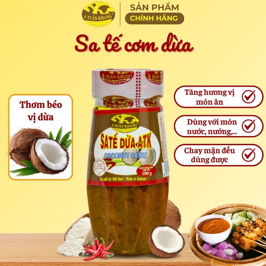 Sate Cơm Dừa Vị Cay Thơm Béo - Trộn Mì, Phở, Cơm, Ướp Thịt, Dùng Được Cho Người Ăn Chay|A TUẤN KHANG