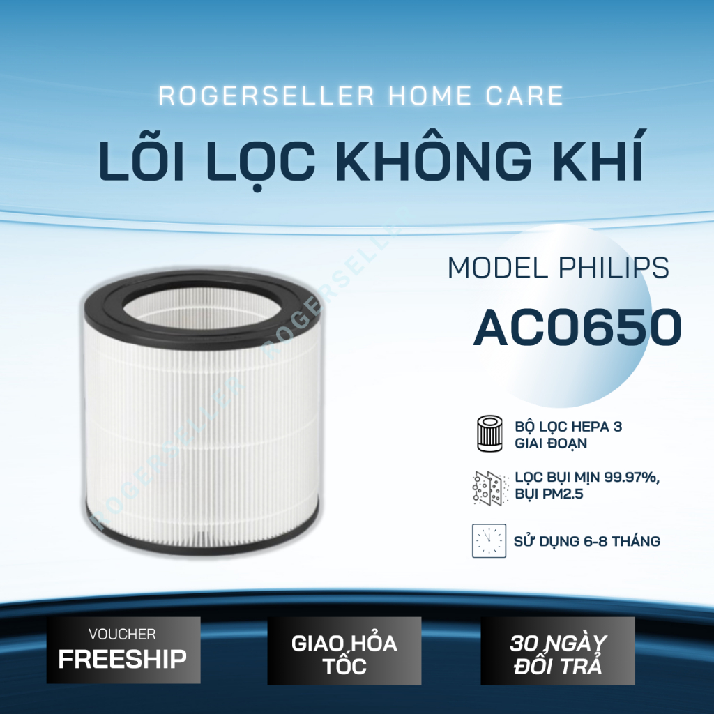 Lõi Lọc Rogerseller®Tương Thích Với Lõi Lọc Không Khí Philips AC0650/10, bộ lọc không khí Philips AC