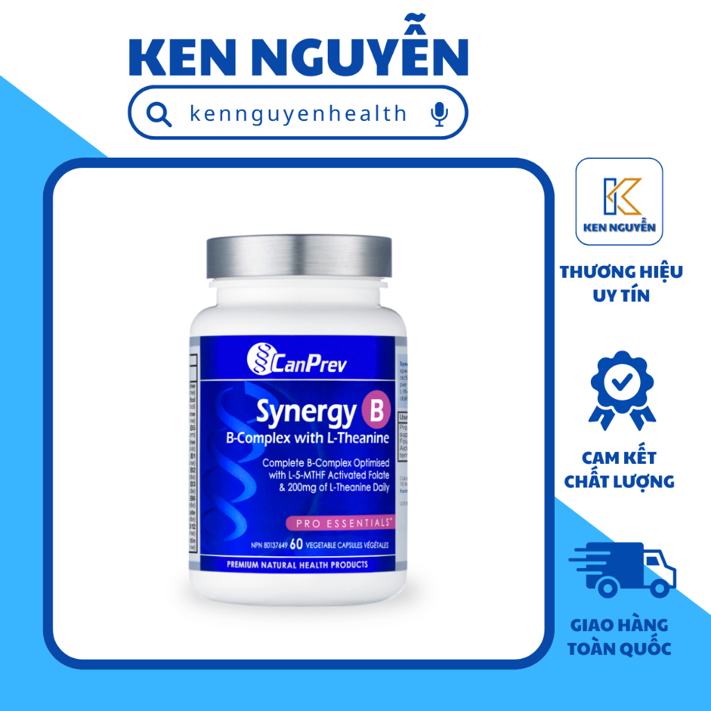 CanPrev Synergy B Vitamin B Complex Kết Hợp L-Theanine Hỗ Trợ Chuyển Hóa Năng Lượng, Giảm Căng Thẳng
