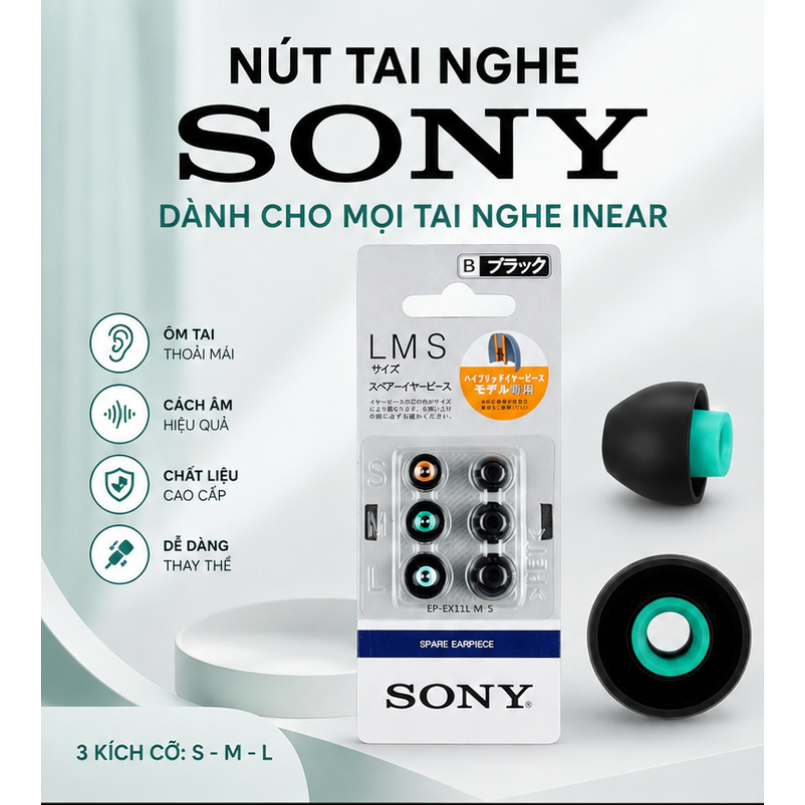 [Hỏa Tốc]Bộ Nút tai nghe Sony thay thế ,Núm tai nghe bluetooth Inear Cho mọi tai nghe inear ,Nút tai