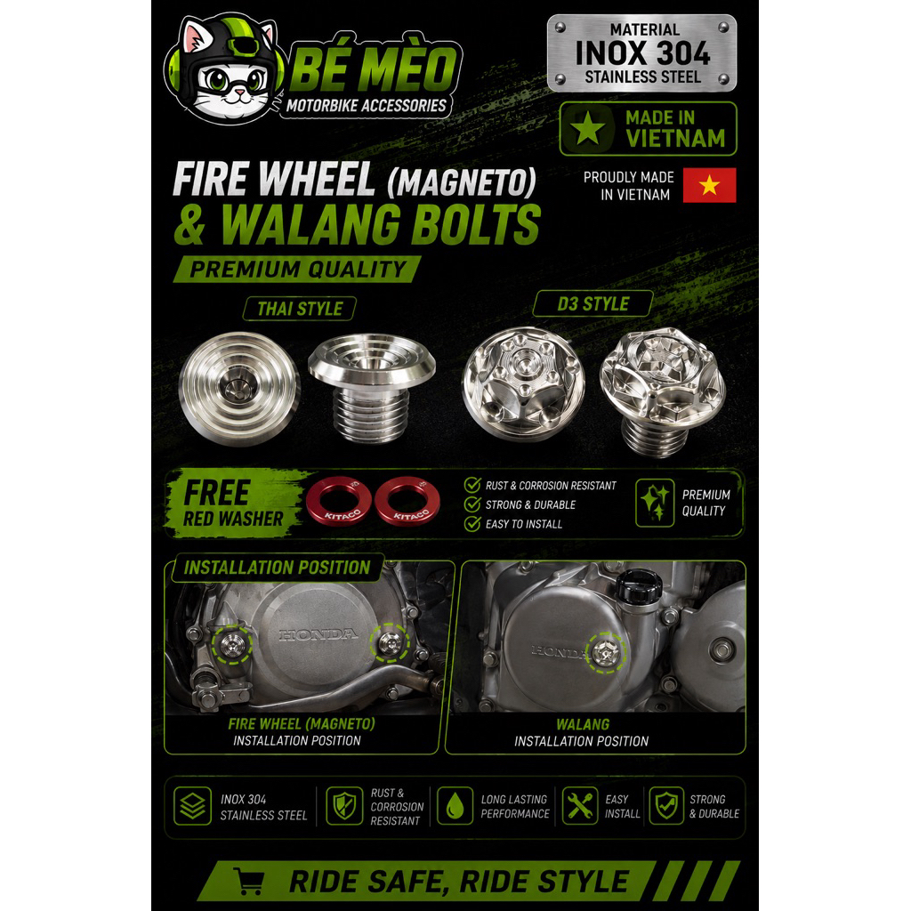 [DIAMOND] Ốc mâm lửa, Walang, Nút đề của Ex150 Ex155, cục nhỏ mâm lửa Wave (Cục mâm lửa nhỏ)