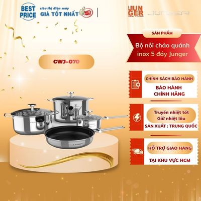 CWJ-070 / Bộ nồi chảo quánh inox 5 đáy Junger