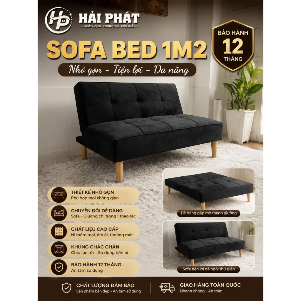 Sofa bed 1m2 sofa giường mini 3in1 derco phòng cực xịn
