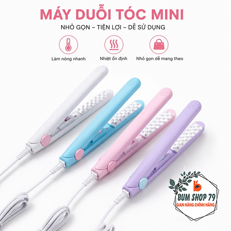 Máy Dập Phồng Chân Tóc Mini Tạo Kiểu Tại Nhà, Kẹp Bấm Xù Tóc Bản Răng Nổi Nhỏ Gọn Nhiều Màu