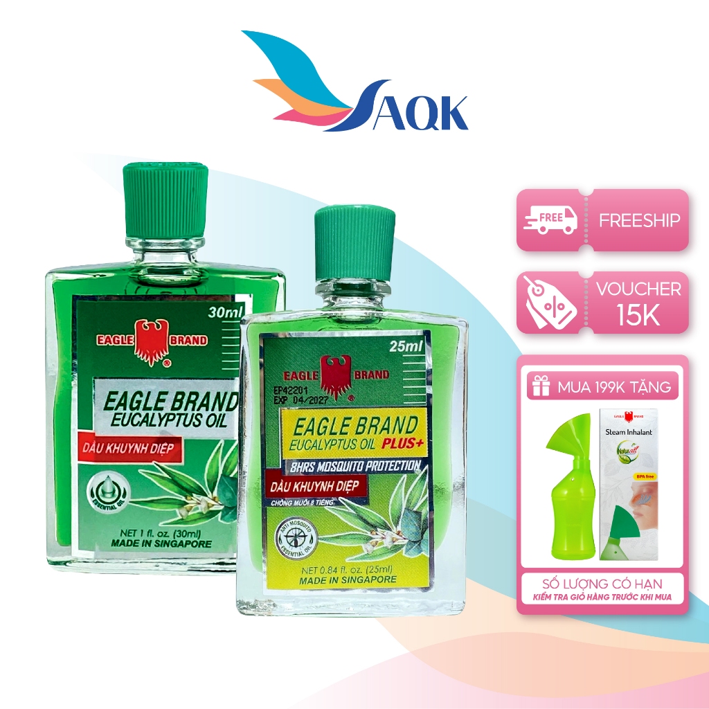 Combo Eagle Brand Eucalyptus Oil Plus+ (25ml) + Eagle Brand Eucalyptus Oil (30ml) - Giảm đau nhức, c