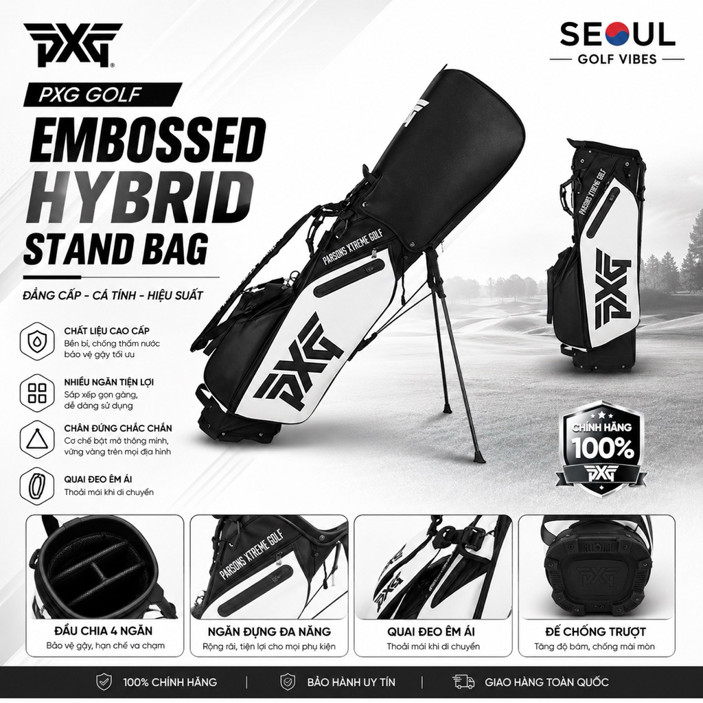 [PXG GOLF BAG] Túi Gậy Golf PXG Embossed Hybrid Stand Bag Cao Cấp – Thiết Kế Chân Chống Gọn Nhẹ, Đa 