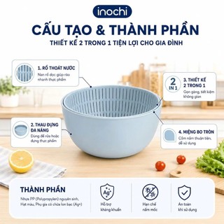 Bộ thau rổ đa năng inochi 23cm - Chính hãng inochi, Tiêu chuẩn nhật bản