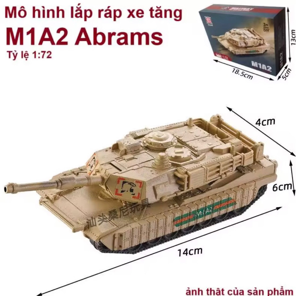 Mô hình quân sự lắp ráp xe tăng M1A2 Abrams tỷ lệ 1:72 Xuja