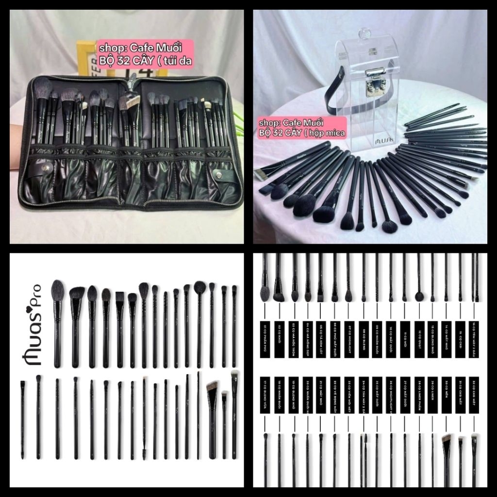 BỘ CỌ TRANG ĐIỂM 32 CÂY MUAs Artist Pro Brush Set (32 cây) thân gỗ đen