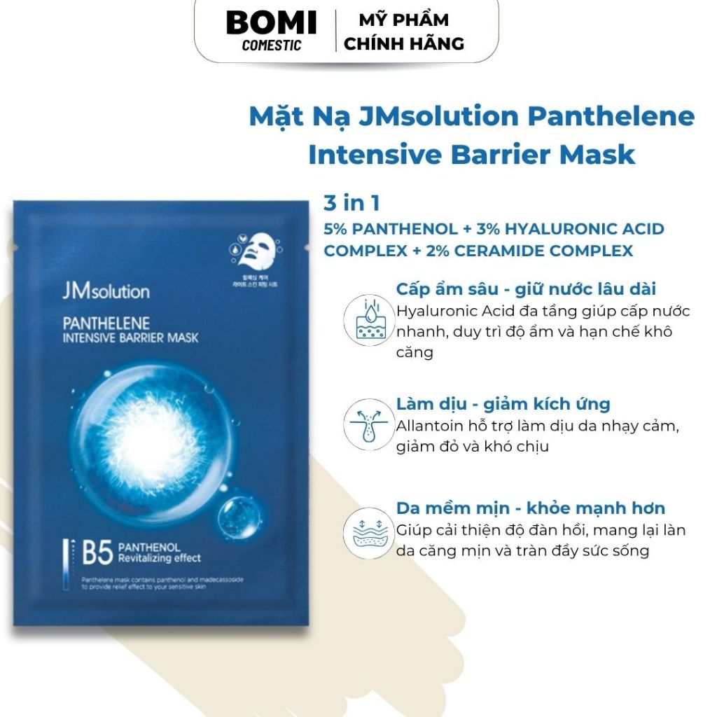 Mặt nạ giấy JM solution B5 Panthelene Sheet Mask – Cấp ẩm sâu, hỗ trợ phục hồi, giúp da mềm mịn và d