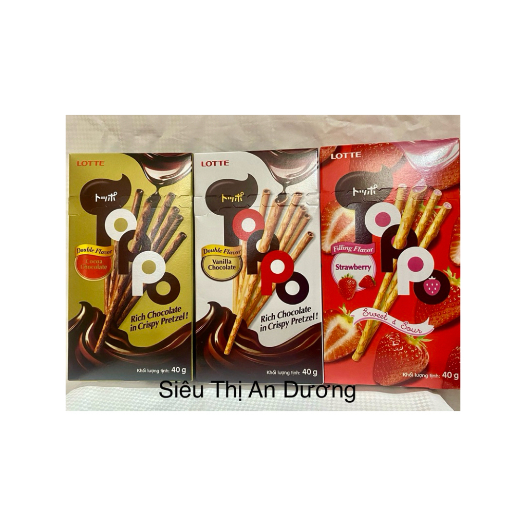 Bánh Que Lotte Toppo 40g Dâu/Vani chocolate /Co Coa chocolate